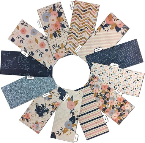 12 ظرفًا نقديًا مغلفًا للميزانية - مع 12 ورقة ميزانية وملصقًا | نظام المغلف النقدي المبوب | مظاريف النقود للنقود، ومظاريف الميزانية لمخطط الميزانية لمحفظة المغلف النقدي in Kuwait