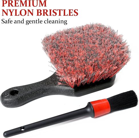 TAKAVU Car Wash Brush with Long Handle, 17.5" Wheel and Tire Brush for Easy Cleaning, Stiff Bristles Scrub Heavy Duty Rims Releasing Dirt and Road Grime in Saudi Arabia