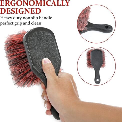 TAKAVU Car Wash Brush with Long Handle, 17.5" Wheel and Tire Brush for Easy Cleaning, Stiff Bristles Scrub Heavy Duty Rims Releasing Dirt and Road Grime in Saudi Arabia