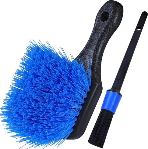TAKAVU Car Wash Brush with Long Handle, 17.5" Wheel and Tire Brush for Easy Cleaning, Stiff Bristles Scrub Heavy Duty Rims Releasing Dirt and Road Grime in Saudi Arabia