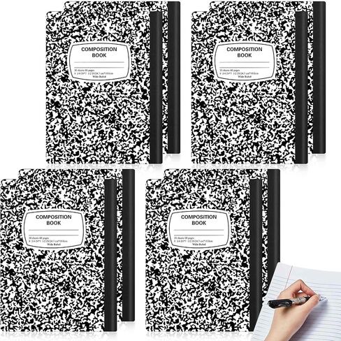Lewtemi 8 Pcs Left Handed Composition Notebooks Lefty Composition Notebook Wide Ruled 9.75 x 7.5 Inch Left Handed Journal Left Handed Gifts for Lefties Writer Student, Black and White Marble Cover in Saudi Arabia