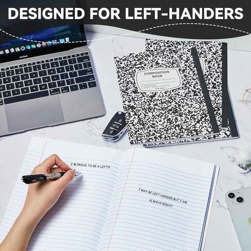 Lewtemi 8 Pcs Left Handed Composition Notebooks Lefty Composition Notebook Wide Ruled 9.75 x 7.5 Inch Left Handed Journal Left Handed Gifts for Lefties Writer Student, Black and White Marble Cover in Saudi Arabia