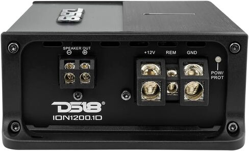 DS18 ION1200.1D مضخم صوت أحادي القناة قوي ومدمج ذو نطاق كامل 1200 وات RMS @ 1 أوم فئة D - مضخم صوت رقمي صغير للسيارة ذو قناة واحدة - متضمن التحكم في مستوى مضخم الصوت عن بعد in Kuwait