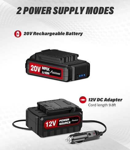 AVID POWER منفاخ إطارات محمول، مضخة إطارات سيارة لاسلكية 20 فولت مع بطارية ليثيوم أيون قابلة لإعادة الشحن، محول طاقة السيارة 12 فولت، مقياس ضغط رقمي، ضاغط إطارات 150 رطل لكل بوصة للعديد من المطاطية in Saudi Arabia