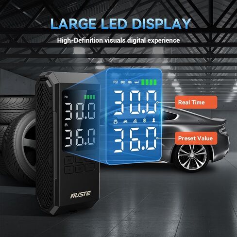 Tire Inflator Portable Air Compressor, 25000mAh Air Pump - Car Accessories,150PSI Cordless Bike Pump with Digital Pressure Gauge with LED Light for Bicycle, Balloons in Saudi Arabia