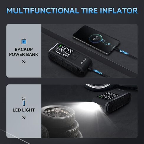 Tire Inflator Portable Air Compressor, 25000mAh Air Pump - Car Accessories,150PSI Cordless Bike Pump with Digital Pressure Gauge with LED Light for Bicycle, Balloons in Saudi Arabia