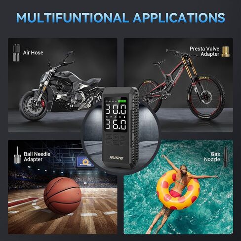 Tire Inflator Portable Air Compressor, 25000mAh Air Pump - Car Accessories,150PSI Cordless Bike Pump with Digital Pressure Gauge with LED Light for Bicycle, Balloons in Saudi Arabia