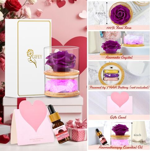 هدايا عيد ميلاد للنساء، هدايا وردة عيد الأم للأم من ابنتها، هدايا زهرة الورد الأبدية لها، هدية للأم من حجر الكريستال العلاجي العطري، هدية للأم من الورد الأحمر، للزوجة (وردي) in Kuwait