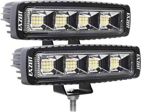شريط إضاءة EXZEIT 72 وات 6 بوصة، ضوء فيضانات 5000 لومن، ضوء احتياطي للضوء العكسي لجرار الثلج، شاحنة حرث الثلج، قارب SUV ATV، 12/24 فولت in Kuwait