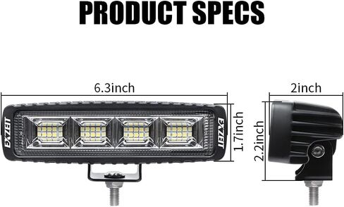 شريط إضاءة EXZEIT 72 وات 6 بوصة، ضوء فيضانات 5000 لومن، ضوء احتياطي للضوء العكسي لجرار الثلج، شاحنة حرث الثلج، قارب SUV ATV، 12/24 فولت in Kuwait