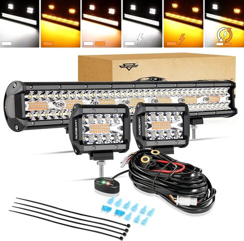Auxbeam 22 Inch 120W LED Light Bar 2PCS 3 Inch 96W LED Pods, Amber White Fog Light 6 Modes Strobe Lights for Work Truck, Spot Flood Combo Off Road Driving Lights for Jeep ATV Utv Auto in Saudi Arabia
