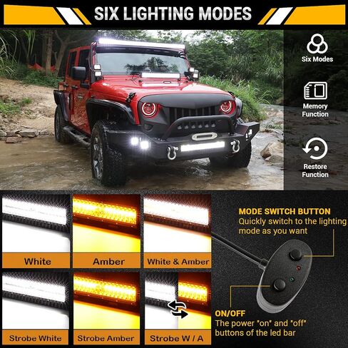 Auxbeam 22 Inch 120W LED Light Bar 2PCS 3 Inch 96W LED Pods, Amber White Fog Light 6 Modes Strobe Lights for Work Truck, Spot Flood Combo Off Road Driving Lights for Jeep ATV Utv Auto in Saudi Arabia