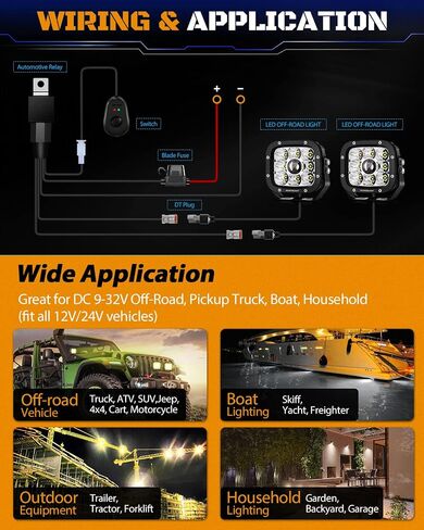 Auxbeam 5 Inch LED Driving Lights with Amber Covers, 110W Super Bright Offroad Spot Lights Square LED Pods Cube Light Bar Amber Yellow Fog Lights for Truck Jeep Polaris GMC Ford Bumper, 2PCS in Kuwait
