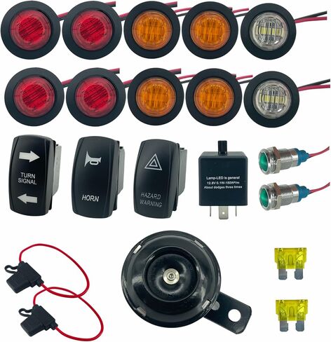 Universal ATV UTV SXS Turn Signal Horn Kit Street Legal Kit Rocker Switch with LED Lights Hazard Switch Flasher Relay (Kit YN) in Saudi Arabia