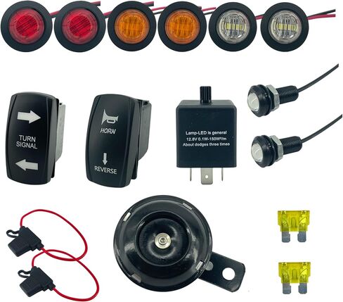 Universal ATV UTV SXS Turn Signal Horn Kit Street Legal Kit Rocker Switch with LED Lights Hazard Switch Flasher Relay (Kit YN) in Saudi Arabia