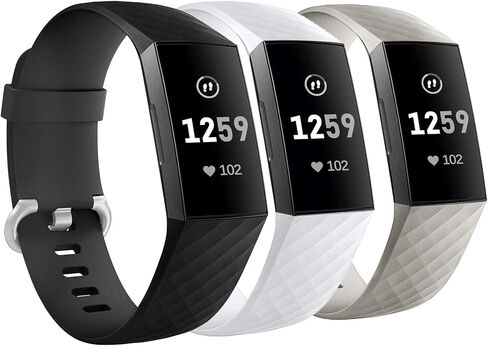 3 Packs Silicone Bands for Fitbit Charge 4/ Fitbit Charge 3/ Charge 3 SE, Silicone Fitness Sport Wristbands for Women Men Small Large in Saudi Arabia