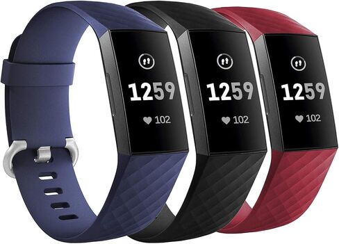 3 Packs Silicone Bands for Fitbit Charge 4/ Fitbit Charge 3/ Charge 3 SE, Silicone Fitness Sport Wristbands for Women Men Small Large in Saudi Arabia