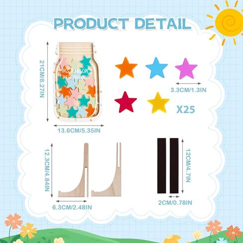 جرة مكافأة النجوم، جرة مكافأة مغناطيسية للوحة الفصل الدراسي، برطمانات مكافأة الفصل الدراسي للأطفال، مخطط سلوك نظام مكافأة جرة النجوم للطلاب الأولاد والبنات والأطفال في الفصل الدراسي، أدوات الإدارة جرة المكافأة in Kuwait