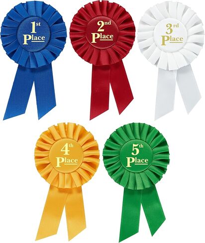 Award Ribbons Rosette Place 1st 2nd 3rd 4th 5th Premium Set Multipurpose for Ceremonies and Events 6 inch by Clinch Star in Kuwait