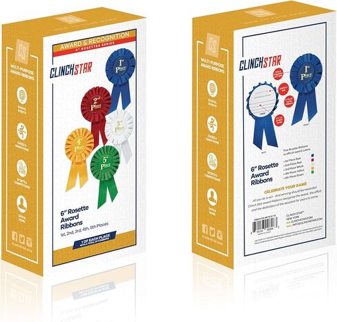 Award Ribbons Rosette Place 1st 2nd 3rd 4th 5th Premium Set Multipurpose for Ceremonies and Events 6 inch by Clinch Star in Kuwait