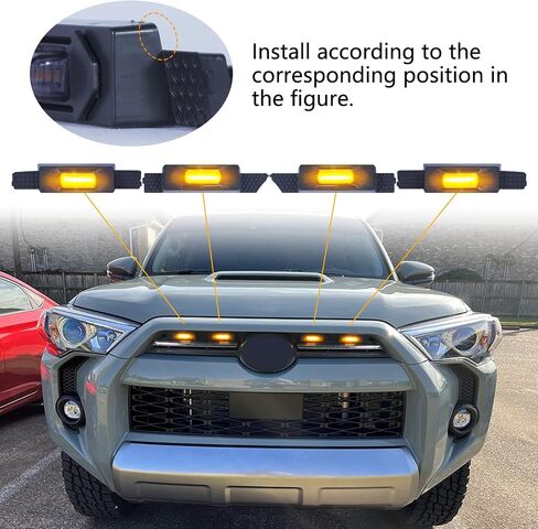 4pcs LED Grille Lights for 2020 2021 2022 2023 4Runner Grille Raptor Lights OEM Grill Lights Fits SR5 TRD Off-Road Sport Limited(Amber Lights) in Saudi Arabia
