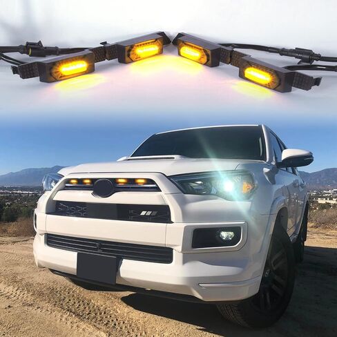 4pcs LED Grille Lights for 2020 2021 2022 2023 4Runner Grille Raptor Lights OEM Grill Lights Fits SR5 TRD Off-Road Sport Limited(Amber Lights) in Saudi Arabia