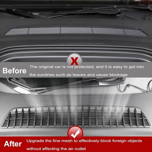 غطاء فتحة التهوية طراز Y من تسلا، شبكة مدخل الهواء، شبكة مدخل الشبكة، الغطاء الأمامي الواقي باللون الأسود لملحقات الموديل Y 2023 2022 (2 قطعة) in Kuwait