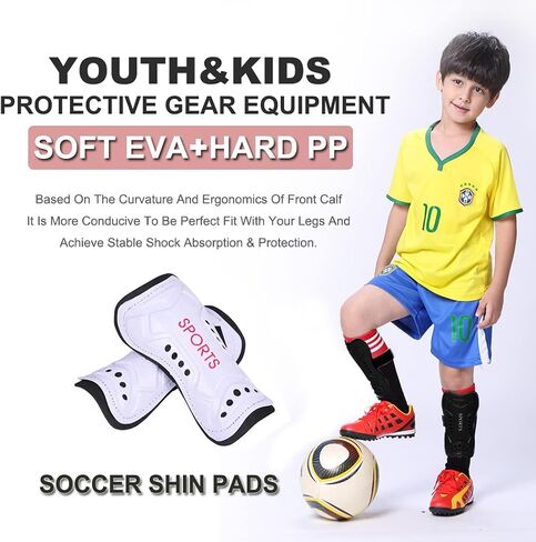 Youth Soccer Shin Guards for Kids Shin Pads Child Calf Protective Gear Protective Soccer Equipment for Boys Girls Toddler Teenagers Children in Saudi Arabia