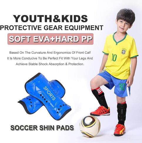 Youth Soccer Shin Guards for Kids Shin Pads Child Calf Protective Gear Protective Soccer Equipment for Boys Girls Toddler Teenagers Children in Saudi Arabia