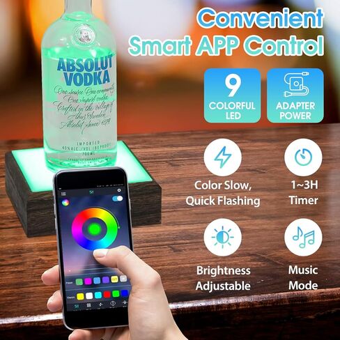 حامل عرض مربع بقاعدة إضاءة LED لفنون الكريستال الزجاجي، قاعدة عرض متعددة الألوان مقاس 6 × 6 بوصة، قاعدة أضواء ملونة للحرف الفنية المصنوعة من الأكريليك الزجاجي ثلاثي الأبعاد - MK868B in Kuwait