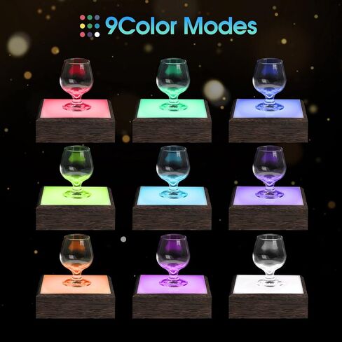 حامل عرض مربع بقاعدة إضاءة LED لفنون الكريستال الزجاجي، قاعدة عرض متعددة الألوان مقاس 6 × 6 بوصة، قاعدة أضواء ملونة للحرف الفنية المصنوعة من الأكريليك الزجاجي ثلاثي الأبعاد - MK868B in Kuwait