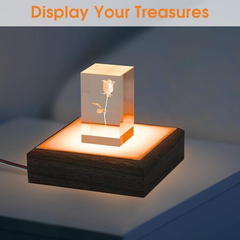 حامل عرض مربع بقاعدة إضاءة LED لفنون الكريستال الزجاجي، قاعدة عرض متعددة الألوان مقاس 6 × 6 بوصة، قاعدة أضواء ملونة للحرف الفنية المصنوعة من الأكريليك الزجاجي ثلاثي الأبعاد - MK868B in Kuwait