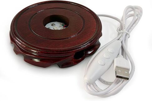 قاعدة عرض LED خشبية منحوتة للجذور، 10 ألوان متغيرة 4.5 بوصة، قاعدة خشبية مستديرة مضاءة، قاعدة عرض لقاعدة عرض تمثال كريستال ثلاثي الأبعاد، حامل كرة فنية من الراتنج الزجاجي in Kuwait