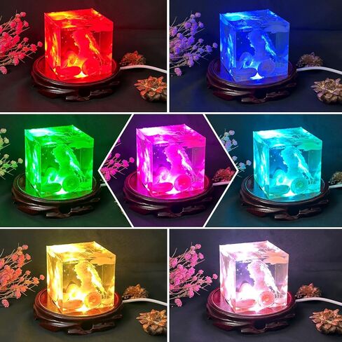 قاعدة عرض LED خشبية منحوتة للجذور، 10 ألوان متغيرة 4.5 بوصة، قاعدة خشبية مستديرة مضاءة، قاعدة عرض لقاعدة عرض تمثال كريستال ثلاثي الأبعاد، حامل كرة فنية من الراتنج الزجاجي in Kuwait