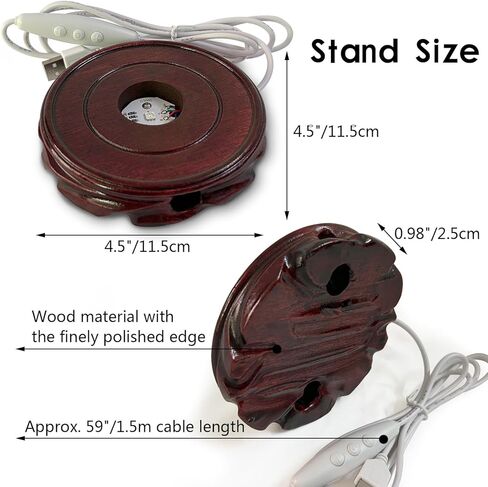 قاعدة عرض LED خشبية منحوتة للجذور، 10 ألوان متغيرة 4.5 بوصة، قاعدة خشبية مستديرة مضاءة، قاعدة عرض لقاعدة عرض تمثال كريستال ثلاثي الأبعاد، حامل كرة فنية من الراتنج الزجاجي in Kuwait