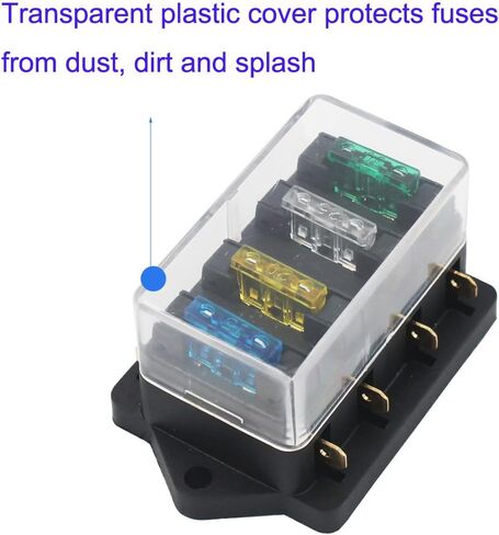 2-Input 6-Output Car Standard Blade Fuse Holder (Apply to 1~40 AMP), ATC ATO 6 Way Fuse Box with Wire for Car/Boat/Marine/Trike, Block with 10 Free Blade Fuse in Saudi Arabia