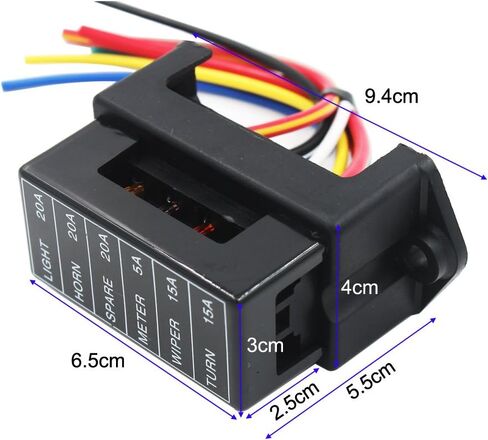 2-Input 6-Output Car Standard Blade Fuse Holder (Apply to 1~40 AMP), ATC ATO 6 Way Fuse Box with Wire for Car/Boat/Marine/Trike, Block with 10 Free Blade Fuse in Saudi Arabia