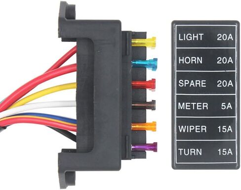2-Input 6-Output Car Standard Blade Fuse Holder (Apply to 1~40 AMP), ATC ATO 6 Way Fuse Box with Wire for Car/Boat/Marine/Trike, Block with 10 Free Blade Fuse in Saudi Arabia