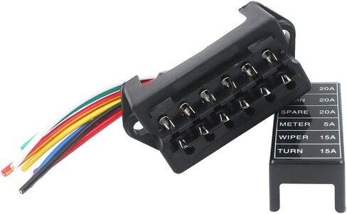 2-Input 6-Output Car Standard Blade Fuse Holder (Apply to 1~40 AMP), ATC ATO 6 Way Fuse Box with Wire for Car/Boat/Marine/Trike, Block with 10 Free Blade Fuse in Saudi Arabia
