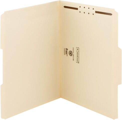 Smead Watershed/CutLess Fastener File Folder, 2 Fasteners, Reinforced 1/3-Cut Tab, Letter Size, Red, 50 per Box (12742) in Saudi Arabia