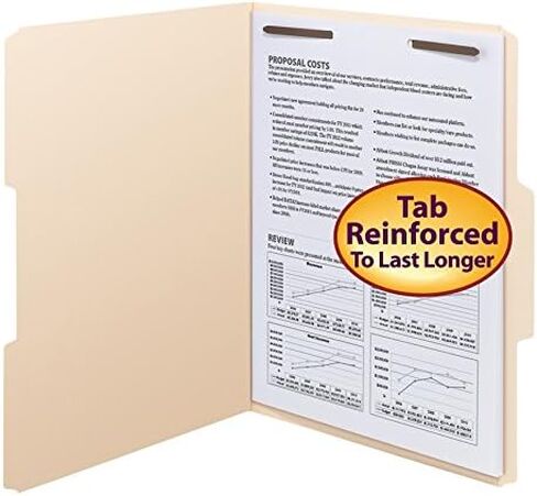 Smead Watershed/CutLess Fastener File Folder, 2 Fasteners, Reinforced 1/3-Cut Tab, Letter Size, Red, 50 per Box (12742) in Saudi Arabia