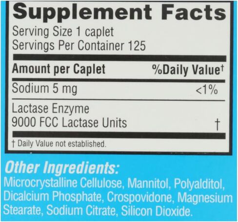Rite Aid Fast Acting Dairy Relief Lactase Enzyme - 125 Caplets |Lactose Intolerance Pills | Digestive Enzyme Supplements in Kuwait
