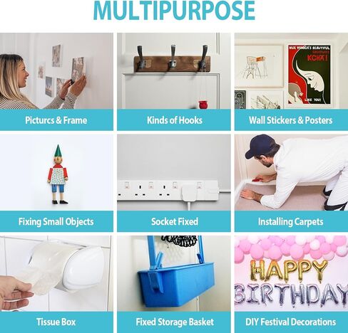 Double Sided Adhesive Tape Heavy Duty, 1-8/1" x 236" Nano Clear Adhesive Tape, Removable Poster Tape Picture Hanging Strips for Home, Office, Car (20 Feet) in Kuwait