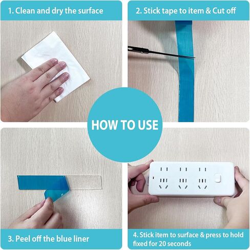 Double Sided Adhesive Tape Heavy Duty, 1-8/1" x 236" Nano Clear Adhesive Tape, Removable Poster Tape Picture Hanging Strips for Home, Office, Car (20 Feet) in Kuwait