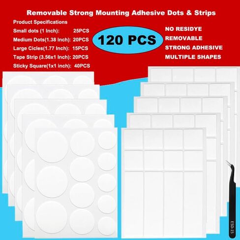 Double Sided Tape for Walls,Picture Hanging Tape Removable,Removable Strong Mounting Adhesive Strips & Dots for Balloon, Photo, Clear Museum Putty for Art Craft, Party in Kuwait