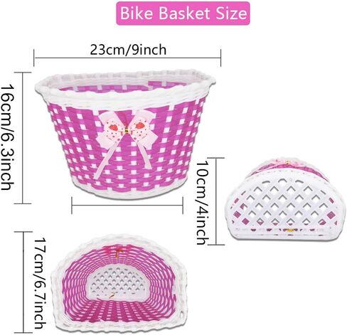 1 Pack Bike Basket with 2 Pack Bike Streamers for 12 14 16 18 inch Girls and boy Bike, Rose Red Kids Bicycle Basket & Kids Bike Tassels for Kids Bicycle Accessories in Kuwait
