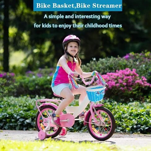 1 Pack Bike Basket with 2 Pack Bike Streamers for 12 14 16 18 inch Girls and boy Bike, Rose Red Kids Bicycle Basket & Kids Bike Tassels for Kids Bicycle Accessories in Kuwait