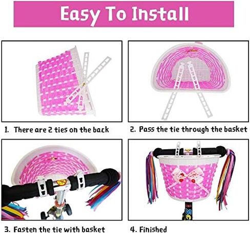 1 Pack Bike Basket with 2 Pack Bike Streamers for 12 14 16 18 inch Girls and boy Bike, Rose Red Kids Bicycle Basket & Kids Bike Tassels for Kids Bicycle Accessories in Saudi Arabia
