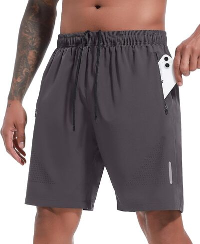 شورت رياضي للرجال مقاس 7 بوصات شورت رياضي قصير سريع الجفاف للجري خفيف الوزن مع جيوب in Kuwait