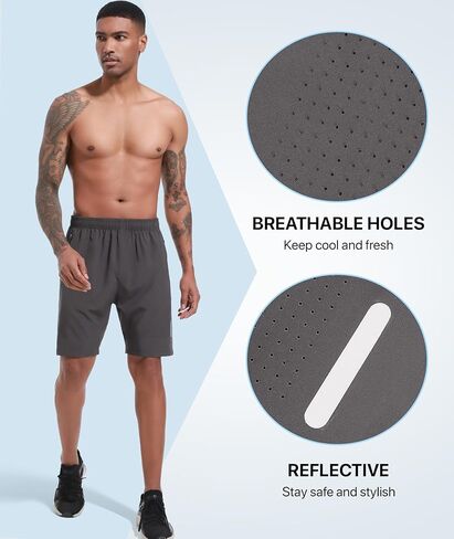 شورت رياضي للرجال مقاس 7 بوصات شورت رياضي قصير سريع الجفاف للجري خفيف الوزن مع جيوب in Kuwait